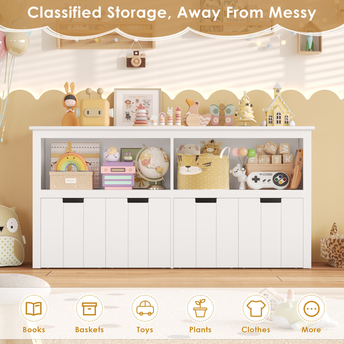 Bayze Bookcase with Removable Drawers, White